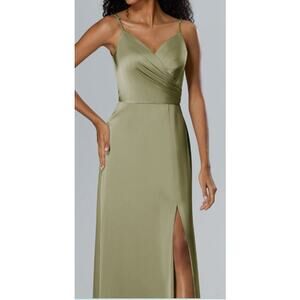 AW BRIDAL SZ 10 L fennel seed green Theodora wedding bridesmaid maxi dress b37